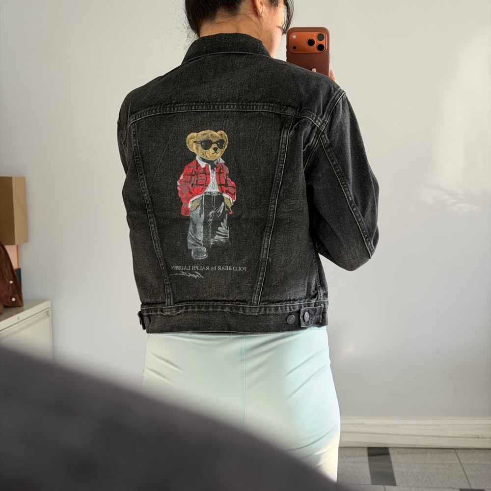 NWT Limited POLO RALPH LAUREN Women's Polo Bear Black Denim Jean Jacket